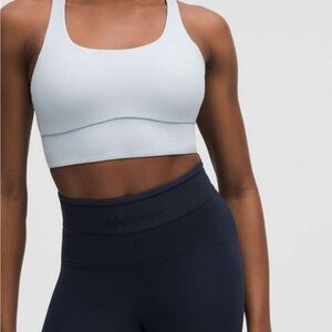 Lululemon Light Blue Scoop Neck Sports Bra -  Seamless Support